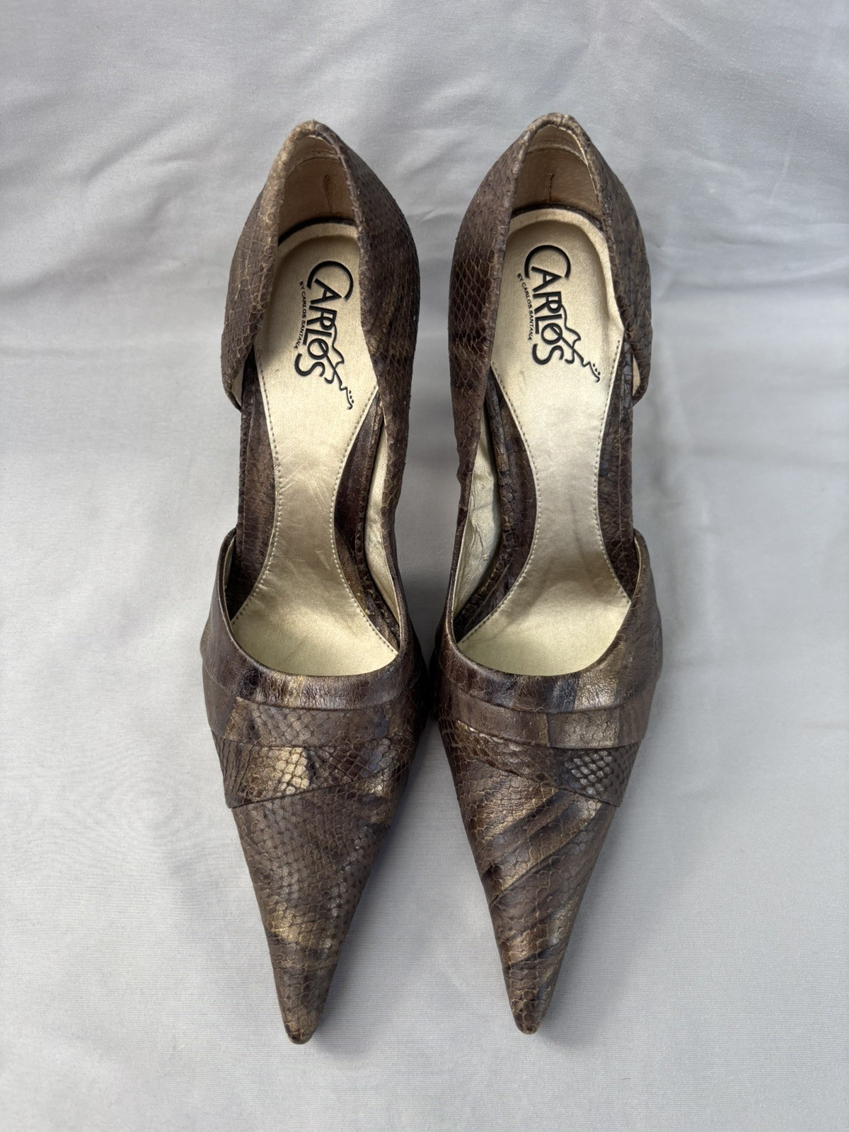 Carlos by Carlos Santana Snake Print Leather Pointed Toe Heels Women’s Size 10M