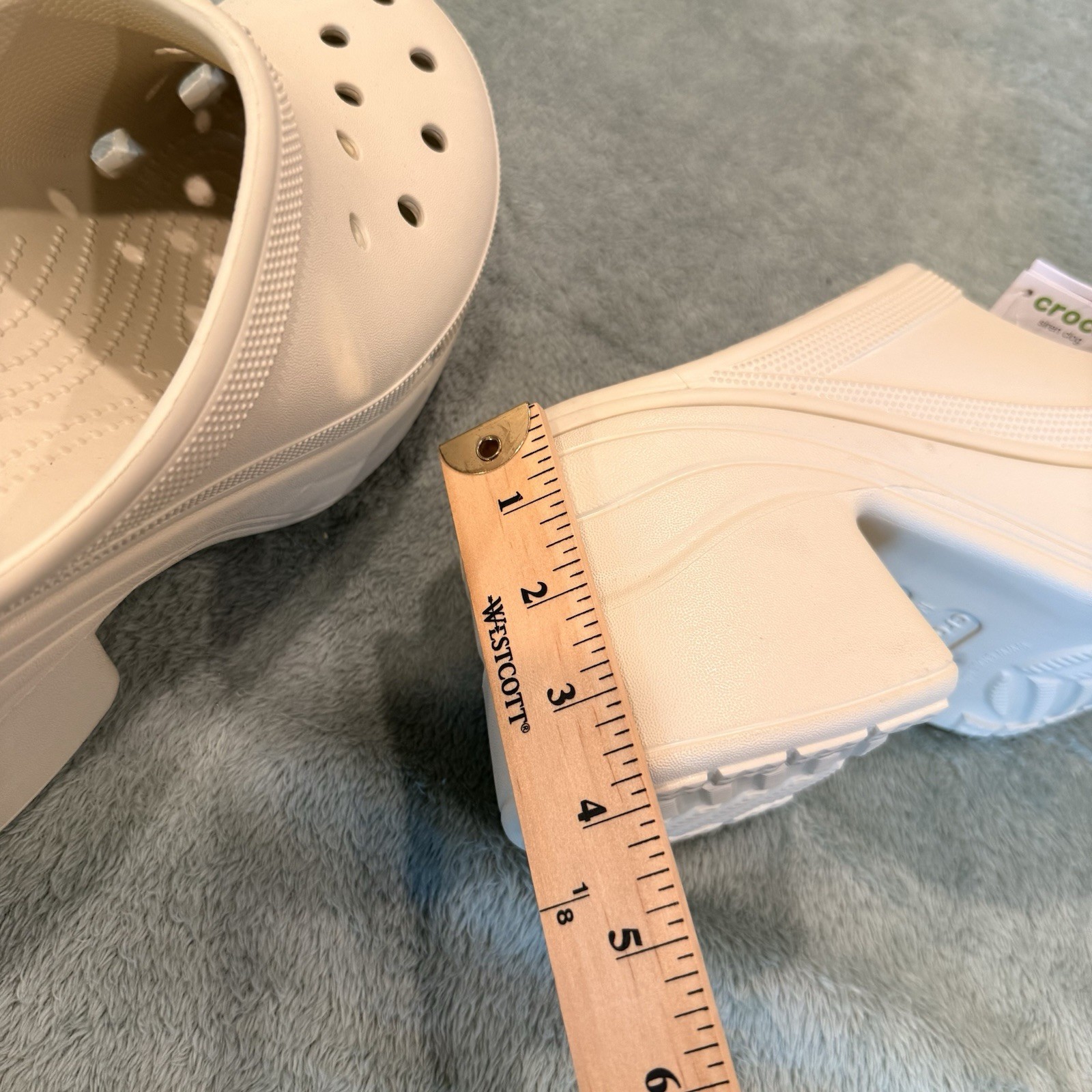 Crocs Siren Clog Platform Block High Heels Bone/Biege Slip On Women 11, Men 9
