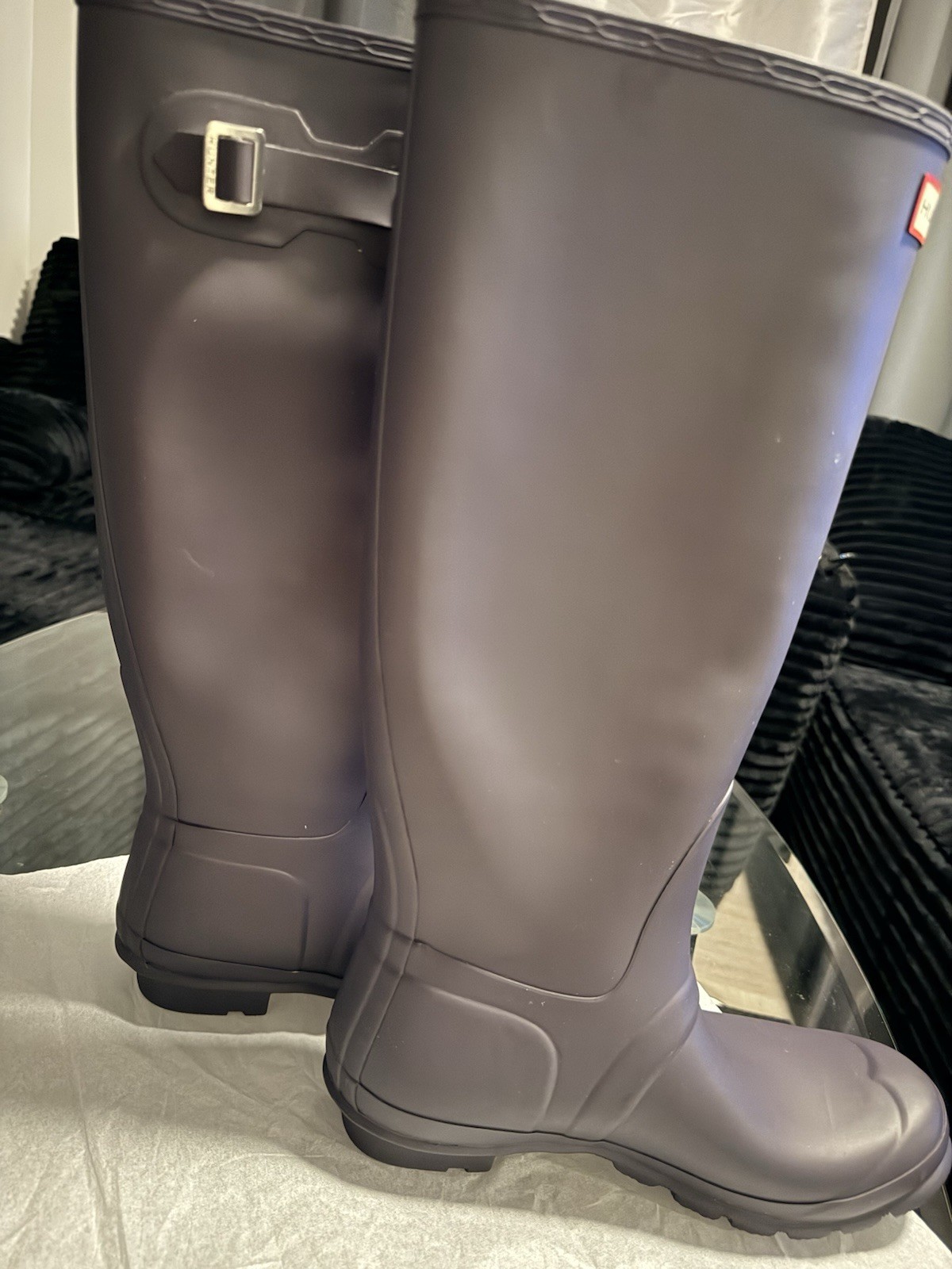 Hunter Original Tall Rain Boots Dark Purple Plum Women Size 10 Waterproof EU 41