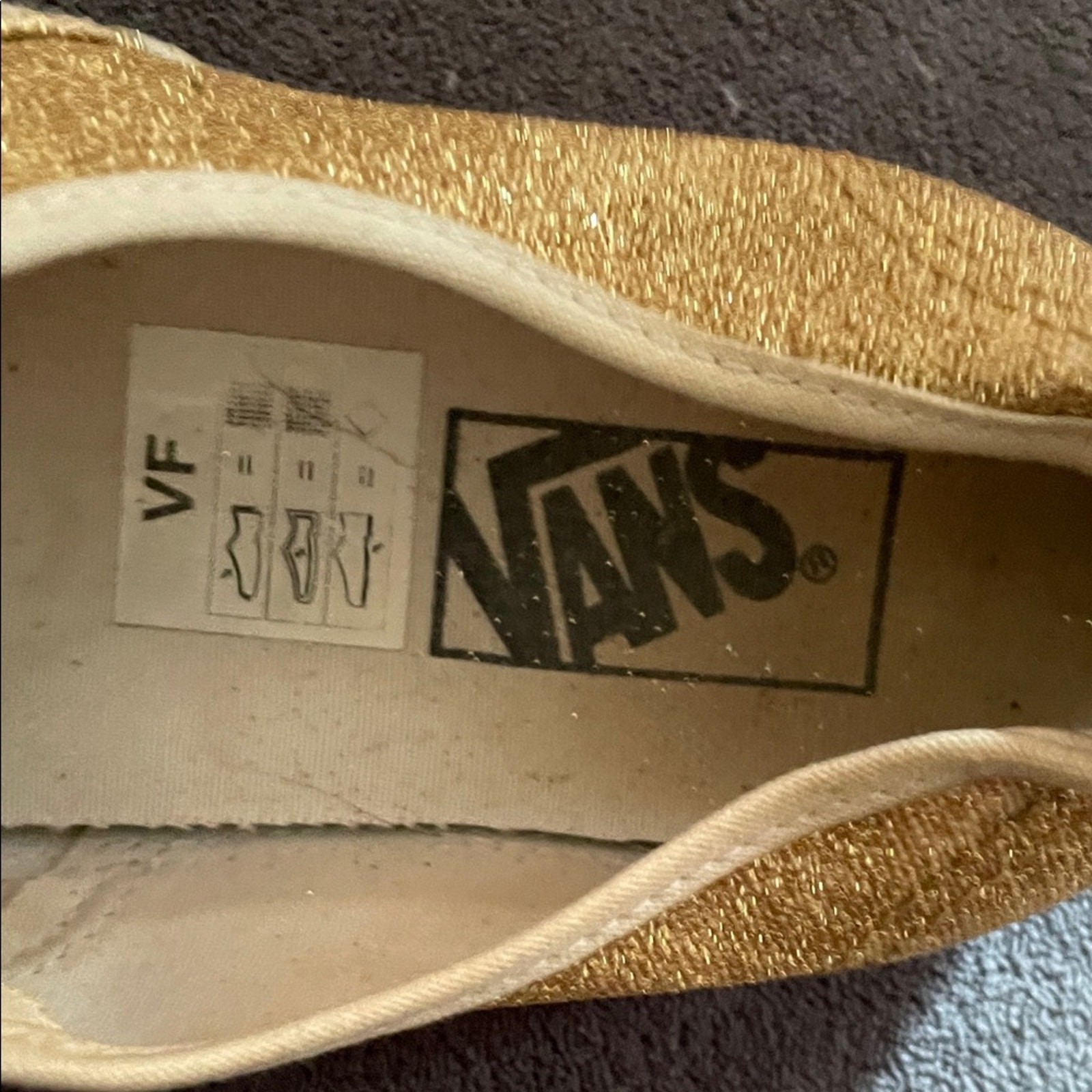 Vans Women’s Glitter Laced Sneakers — Gold Glitter Size 5.5
