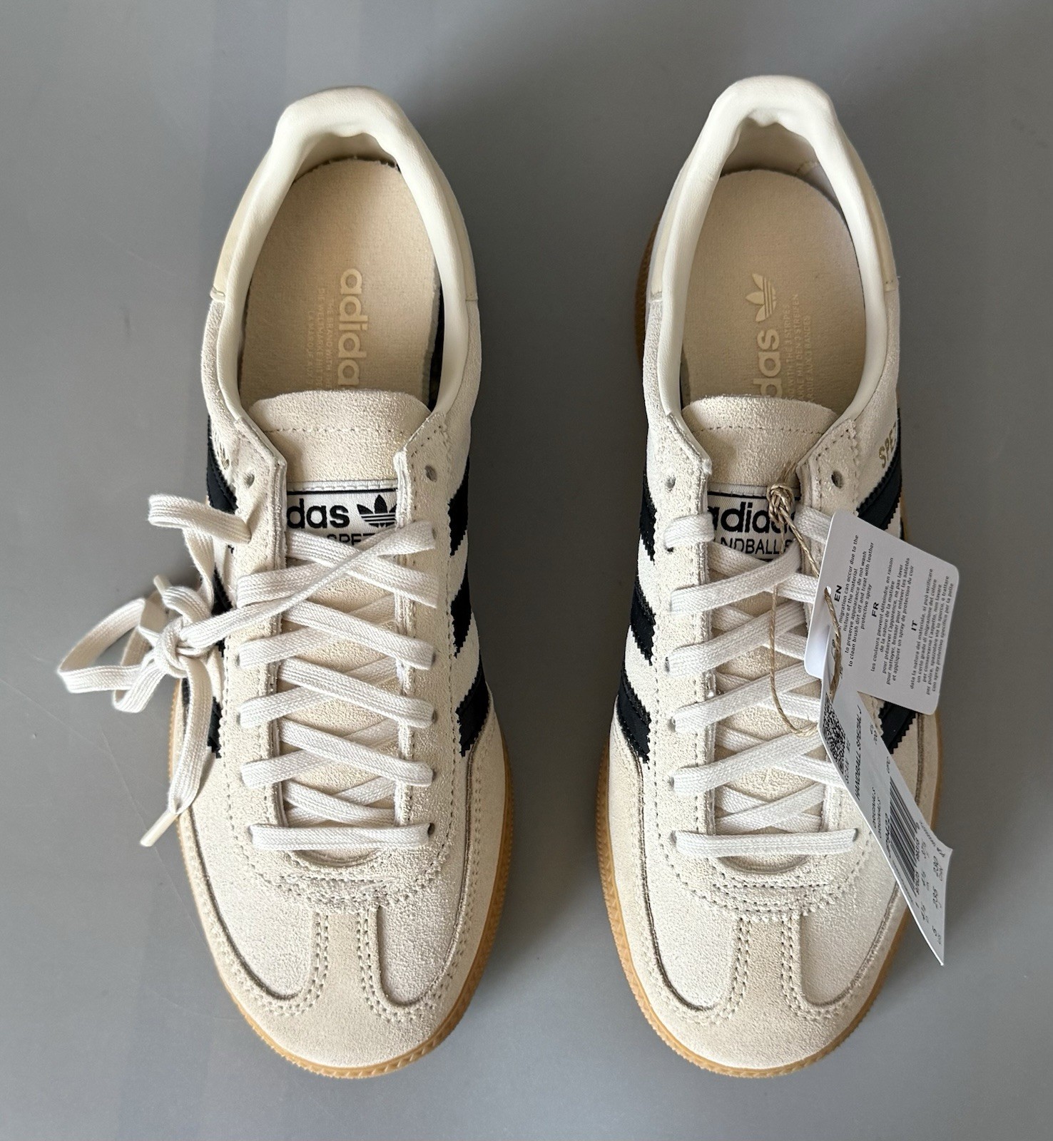 Adidas Handball Spezial J Sneakers Beige/White/Black/Gum — New w/ Box — Women 5