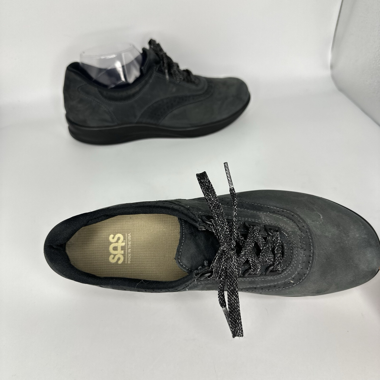 SAS-Walk Easy Nero Black Nubuck Leather Walking Shoes Women 10 N