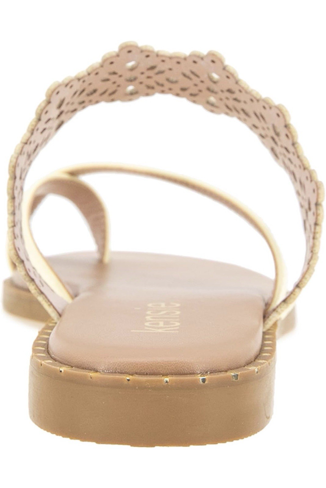 Kensie Women’s Slide Sandal Cut-Out Slip-On Open Toe Beige Synthetic US 6