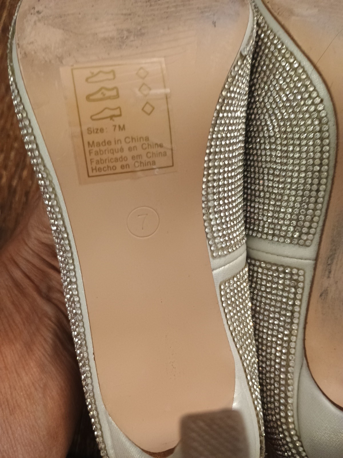 Bridal Peep Toe 3.25″ Satin heels pumps Sz 7 Rhinestone Bling De Blossom Neta