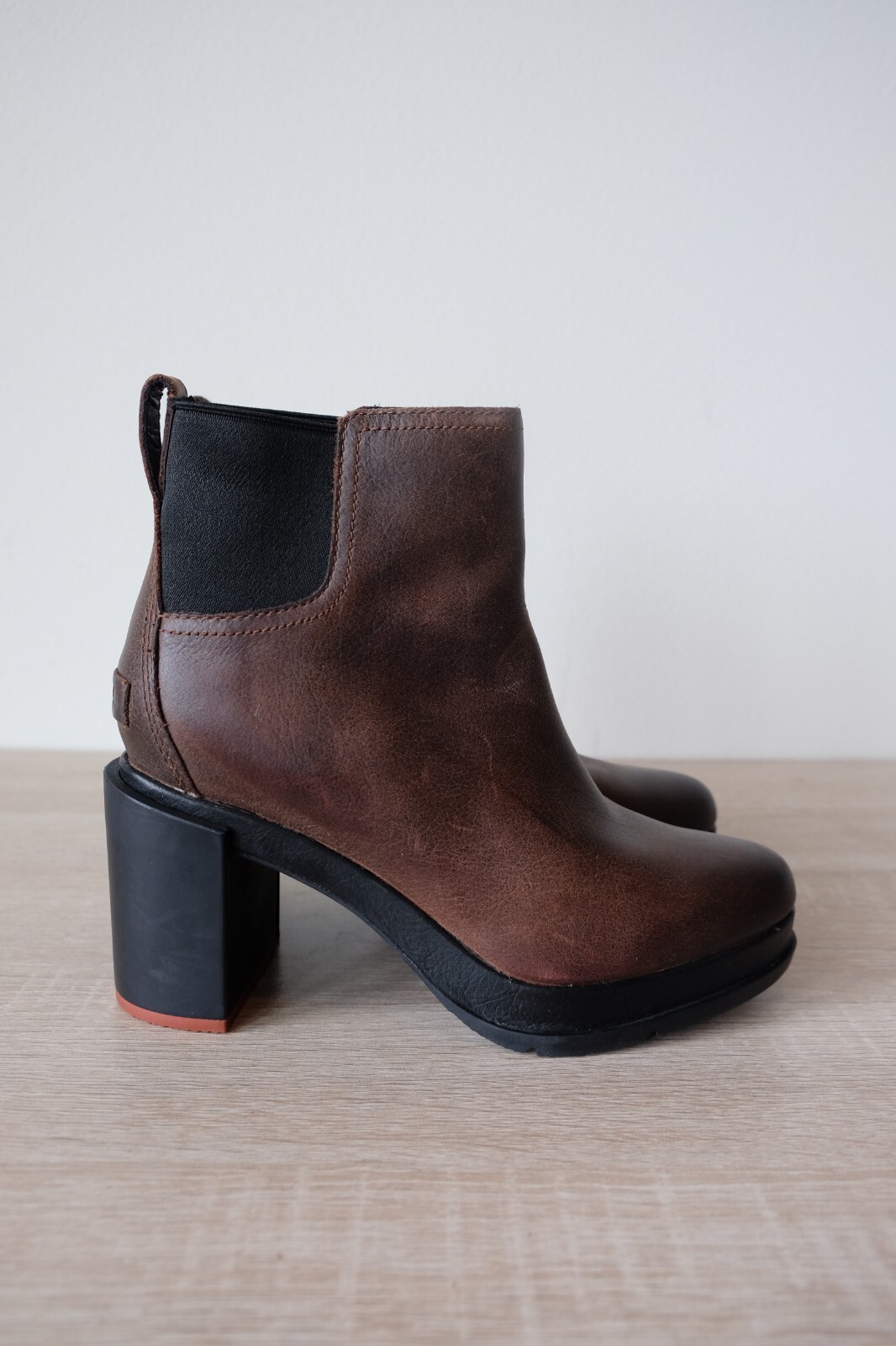 A+ Womens Sorel Blake Chelsea Boot Burro Brown 7 Waterproof High Block Heel