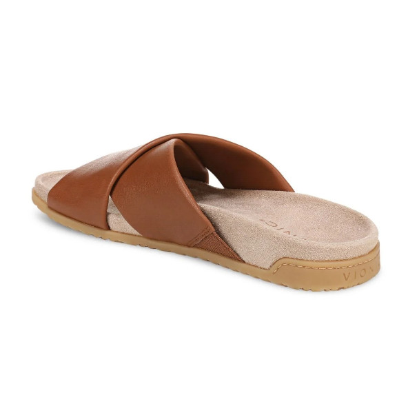 VIONIC Etna Slide Sandal, Tan Leather
