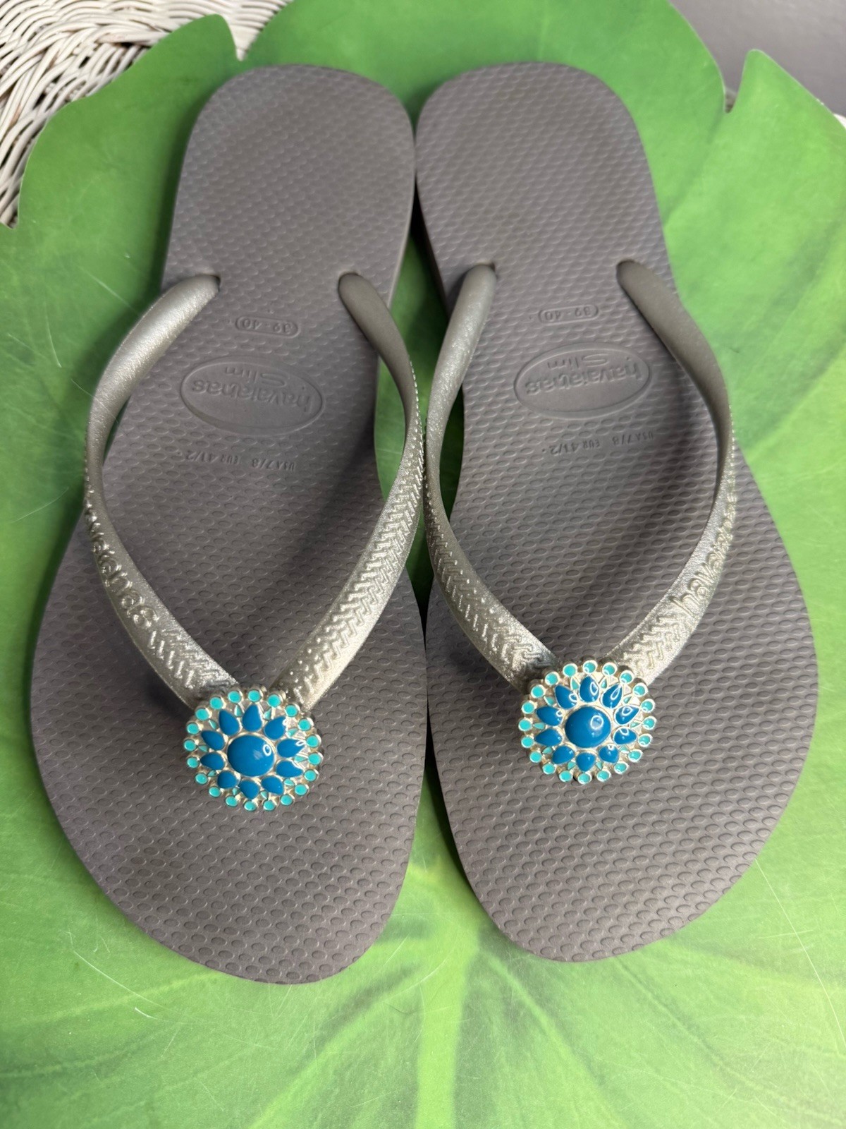 Original Havaianas Flip Flops Women Slim with Flowers Women’s 7-8