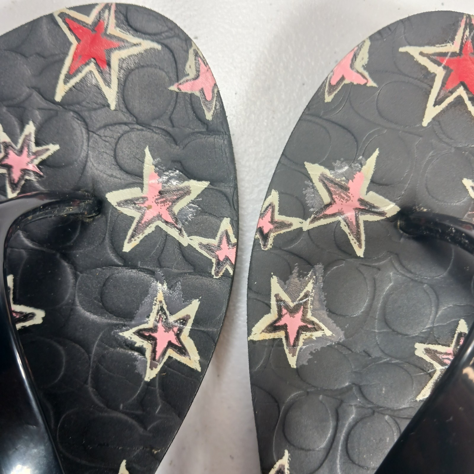 Coach Abbigail Stars Print Flip Flops Thong Sandals Womens Size 6 Summer Beach