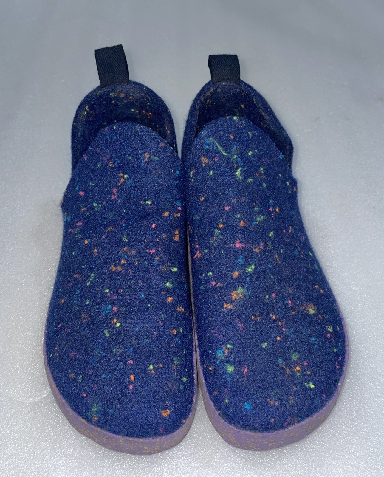 Asportuguesas Slip On City Shoes Wool Felt 39 NAVY Purple LED EUC