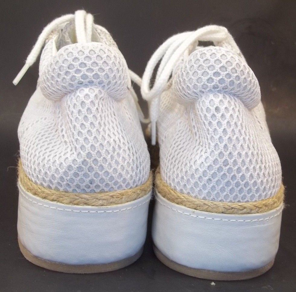 Shakuhachi Wo’s EU41 US10 White Handmade Textile Leather Platform Oxford Shoes