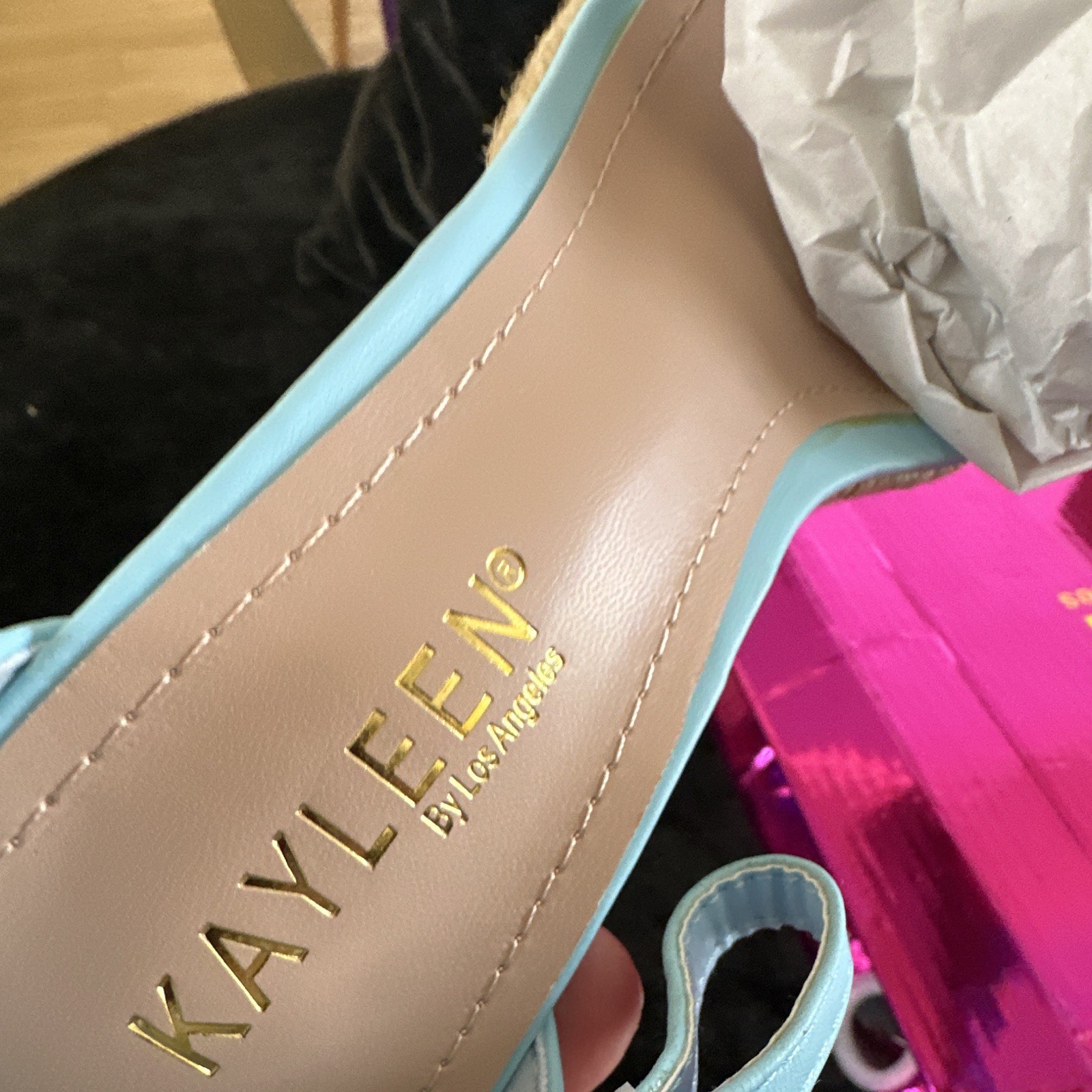 Kayleen Women’s Blue Platform Block Heel Ankle Strap Open Toe Sandals 7.5 NIB