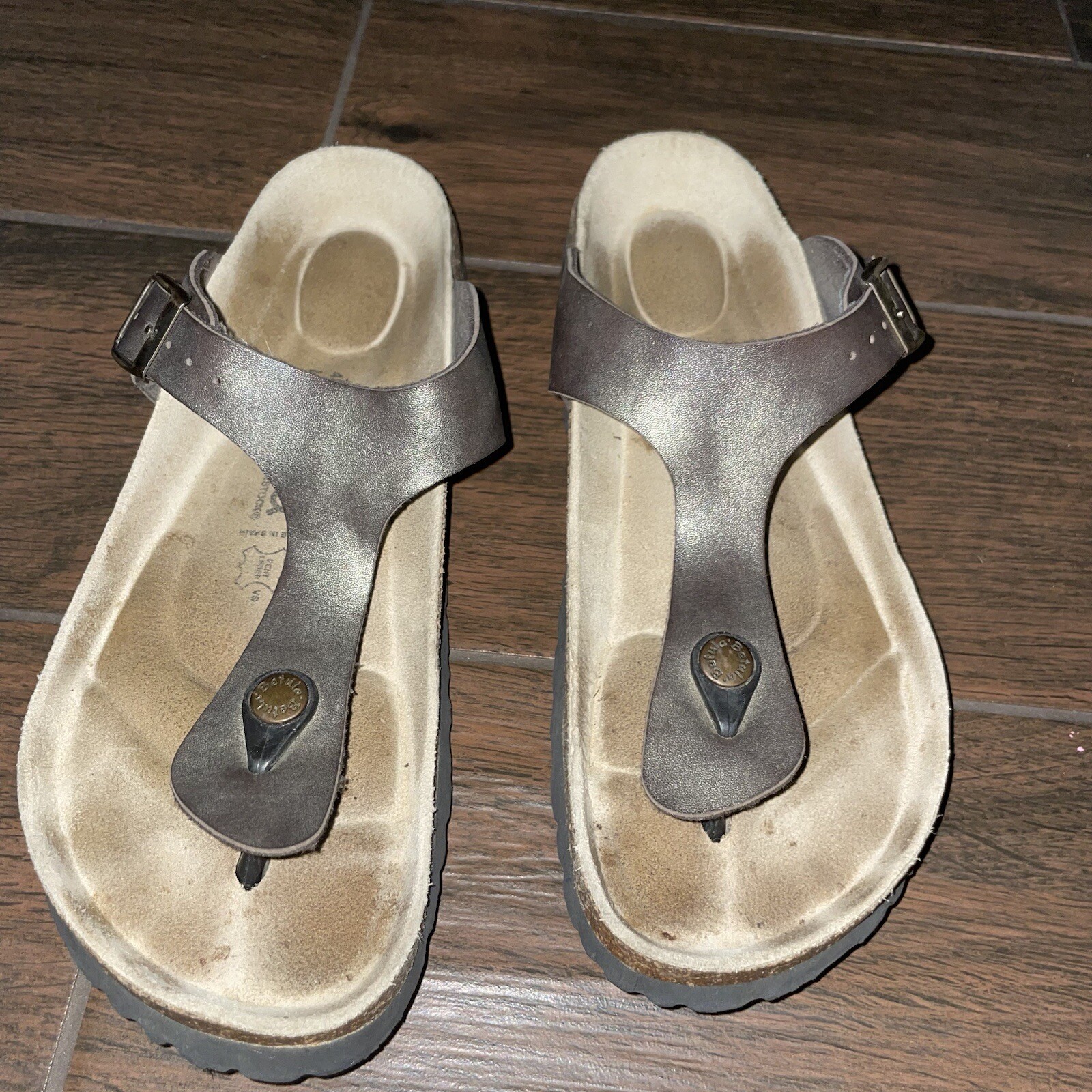 RARE Birkenstock Betula Gizeh Sandals 40 L9 Slides Bronze Metallic