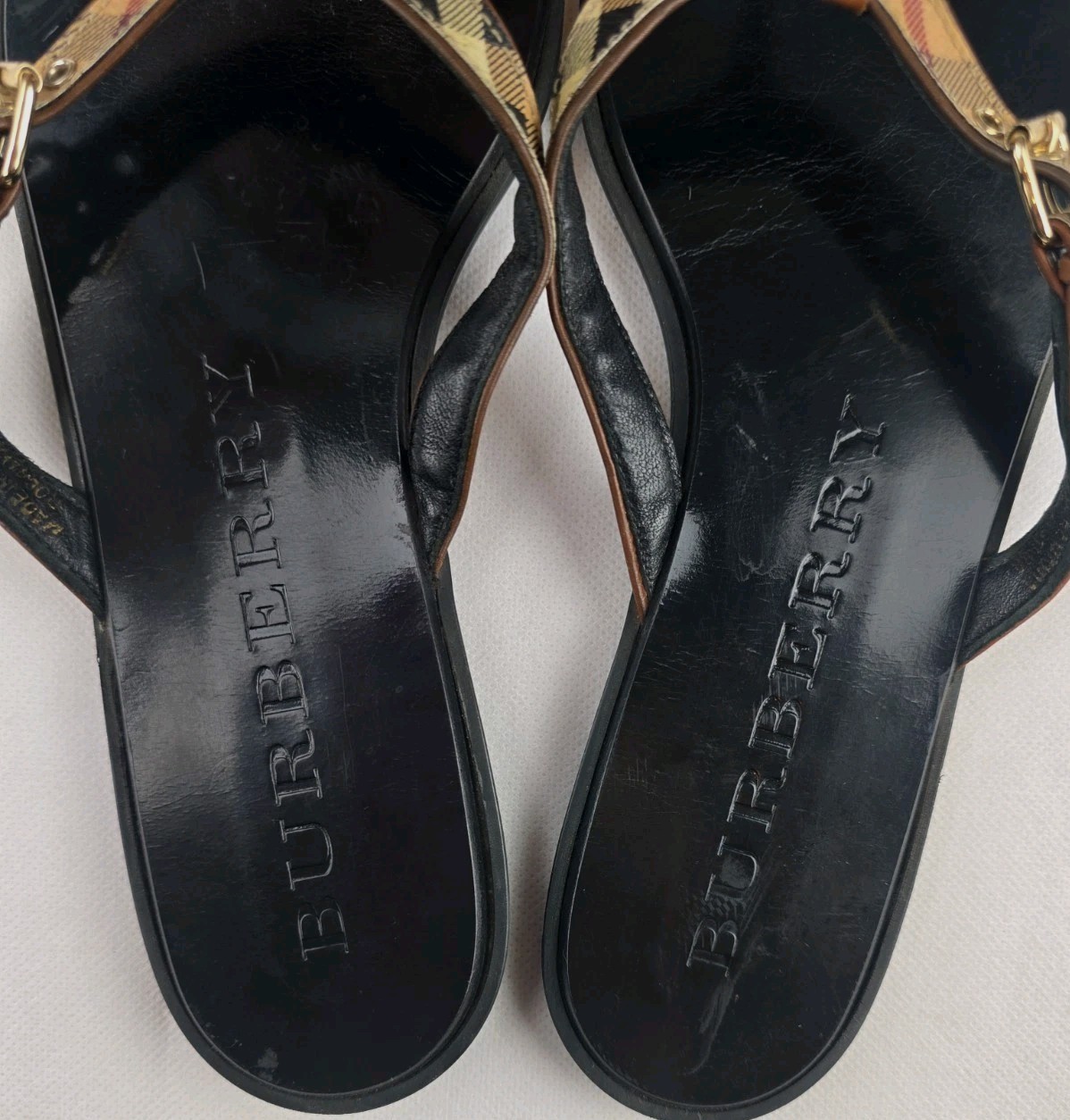 Burberry Womens Sz 8.5 EU 39 Pavilion Check Thong Sandals Jacquard Nova Check