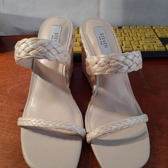 NEW ! Steven New York Ardy Espadrille Wedge Sandal Nude Size 8/9/11