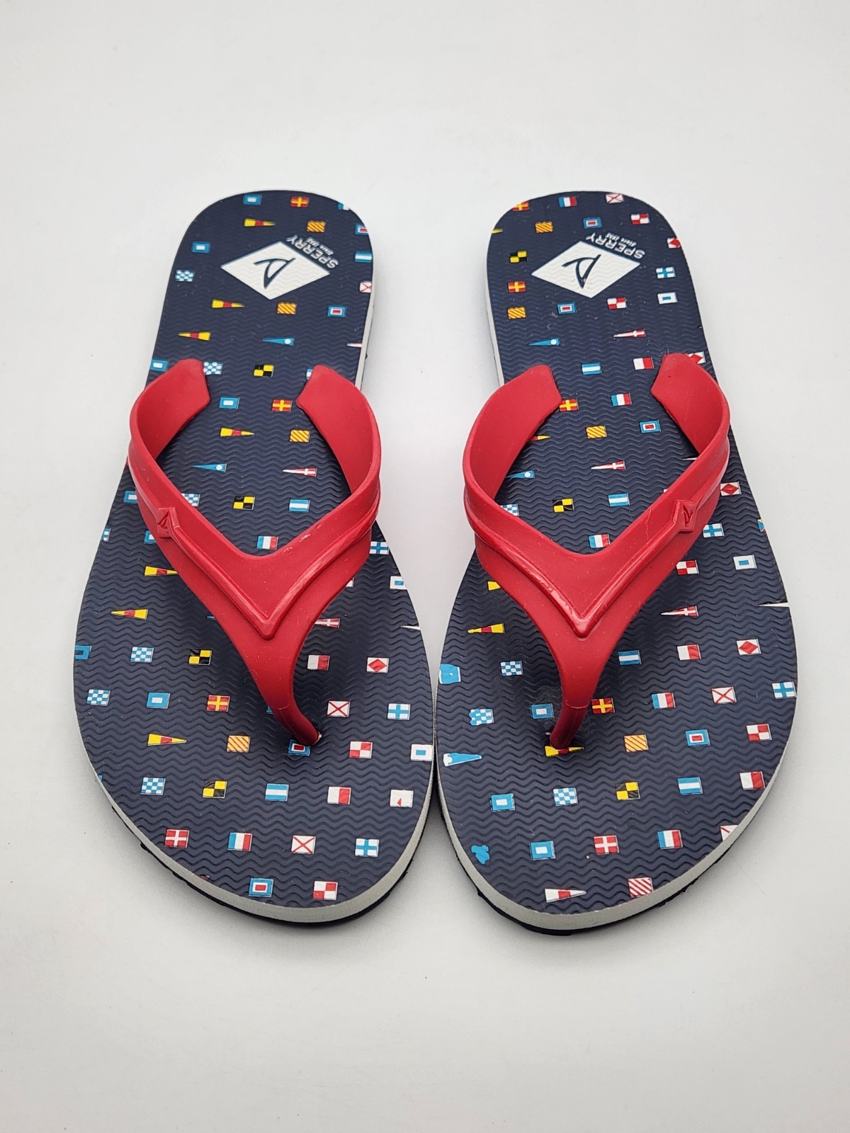 Sperry Wharf Thong Navy/Red Sandals Size 10 M Flip Flops