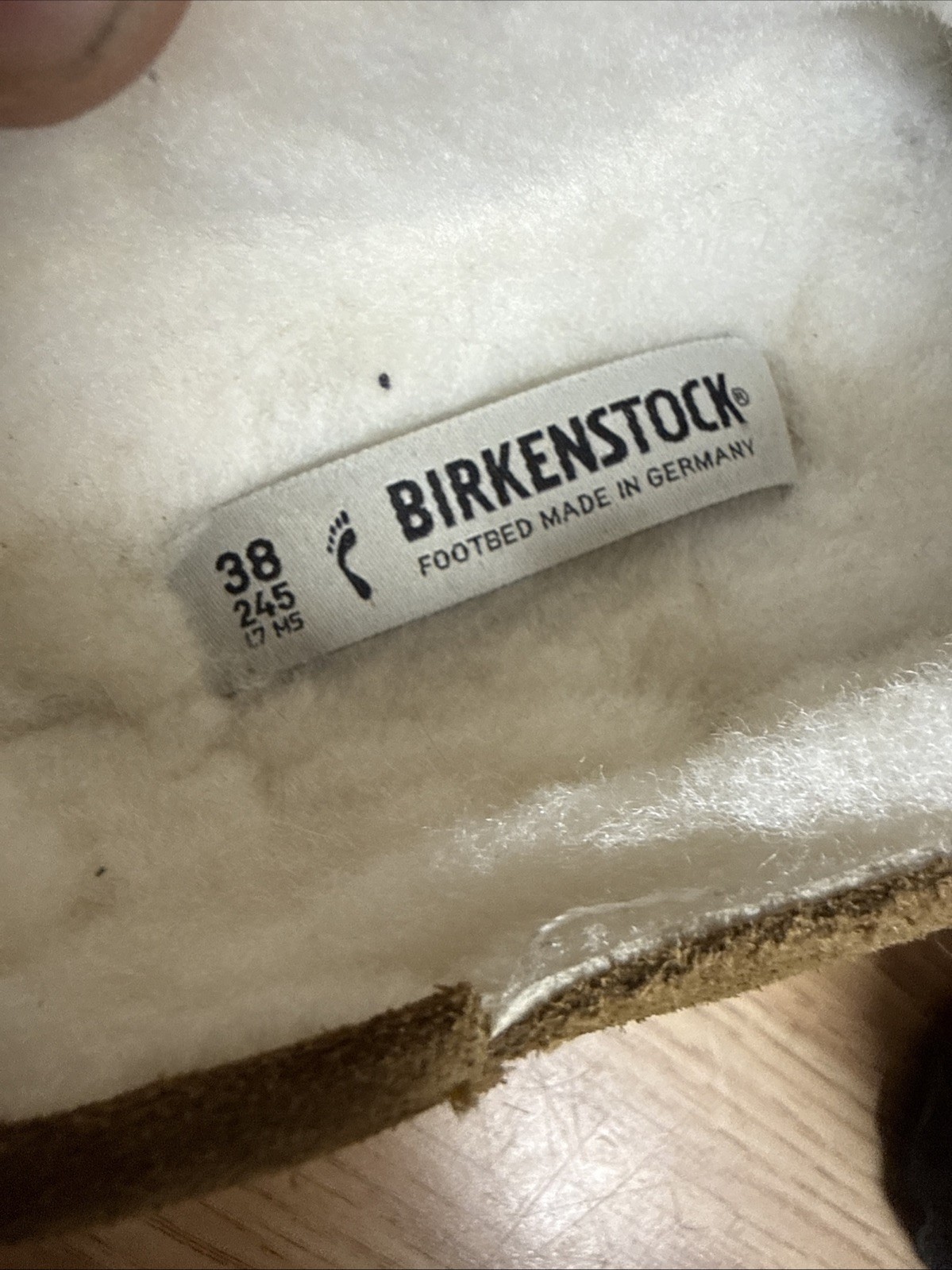 Birkenstock 38 US 7 Buckley Shearling Taupe Suede Slippers Womens Shoes