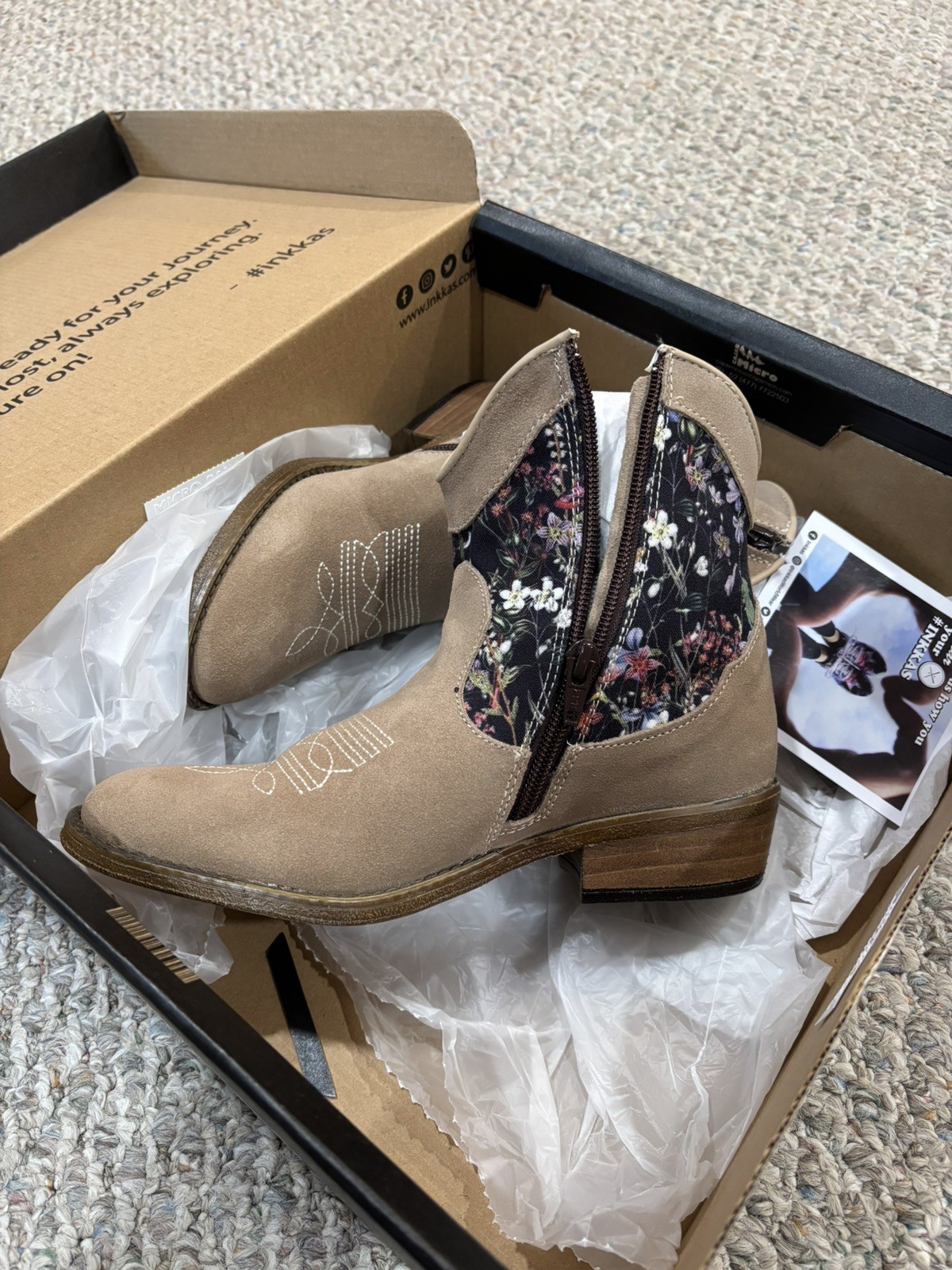 Inkkas Monterey Western Boot Suede Ankle Booties Size 7