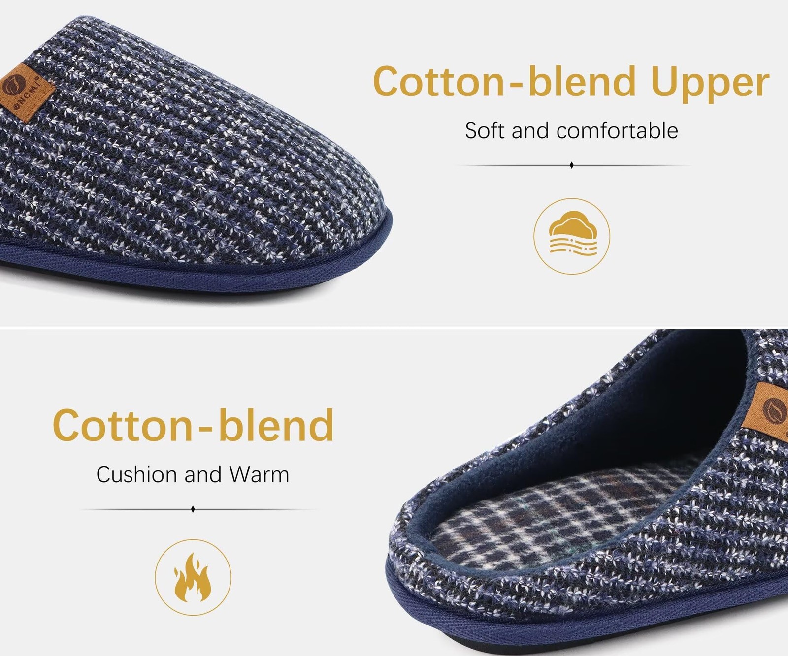 Blue Slippers Men’s Reset Foam, Warm Stripe Slippers for Men,…