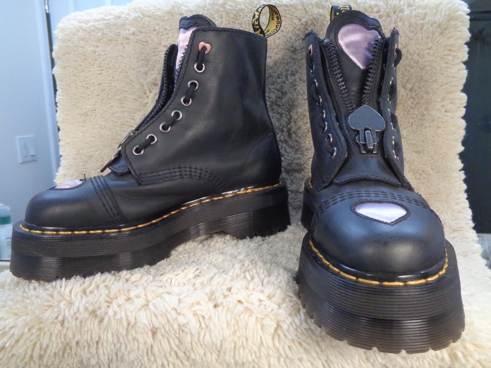 Dr Martens Sinclair Platform Size 6 Purple Heart Leather Combat Boots