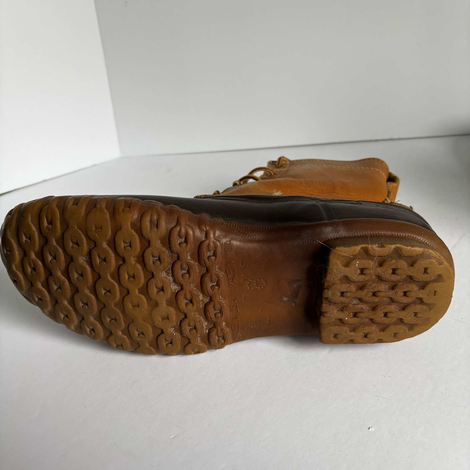 LL Bean Maine Hunting Shoe Duck Boots Women’s Size 8 Brown Leather USA Vintage