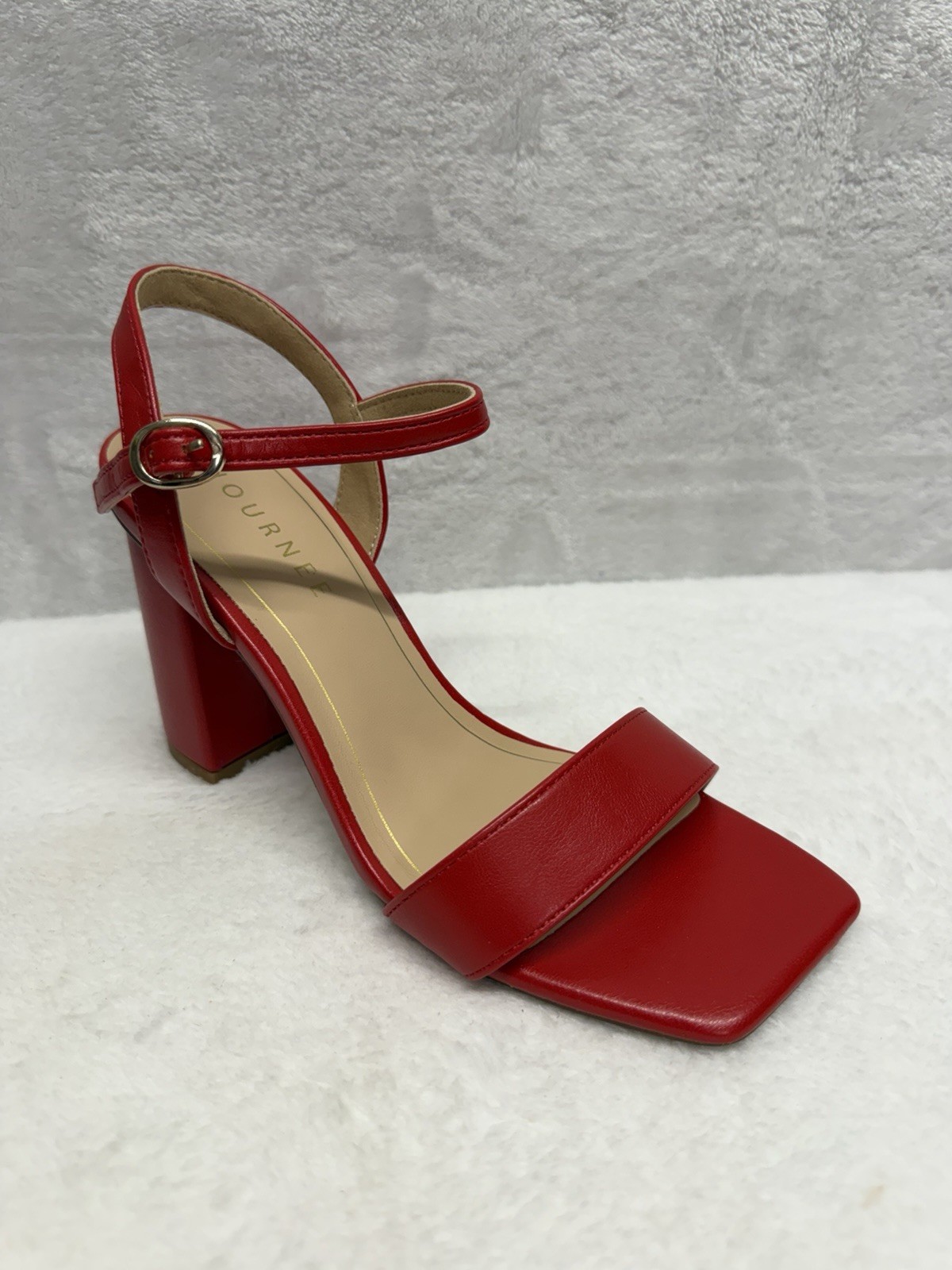 Journee Collection Tivona Red Block Heel Ankle Strap Sandals Women’s Size 6