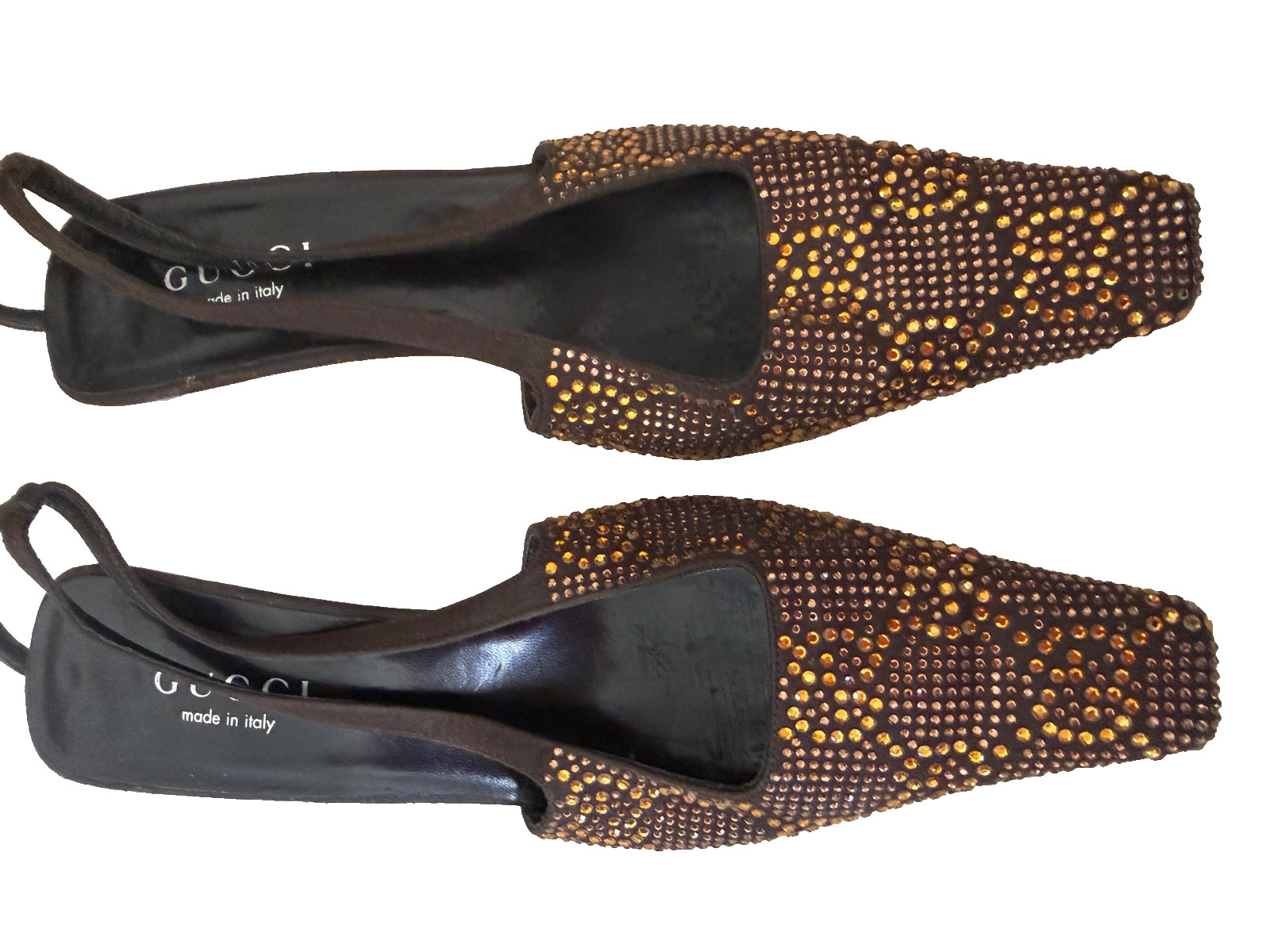 Rare 1998 Vintage Runway Gucci Tom Ford Swarovski Slings Crystal Shoes 39 US 9