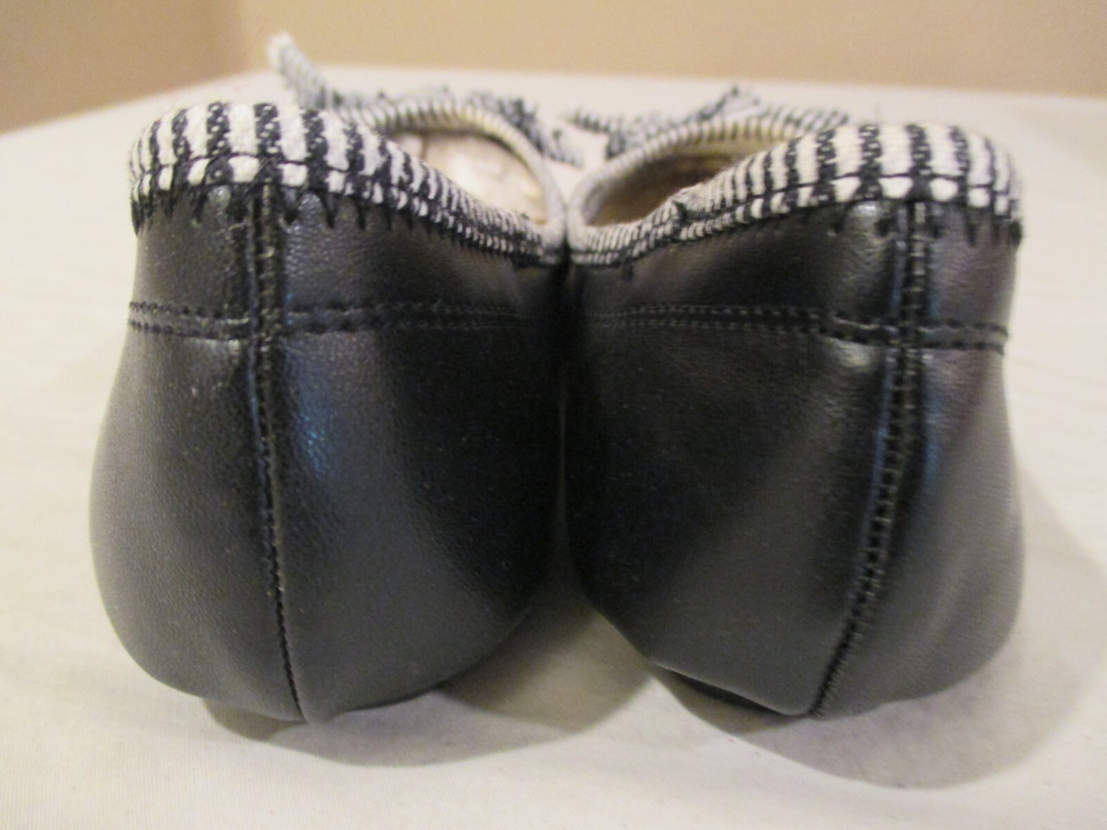 BAMBOO Stripe Bow Ballet Slipper Women’s Shoe Sz 6 M Mint in Box Black & White