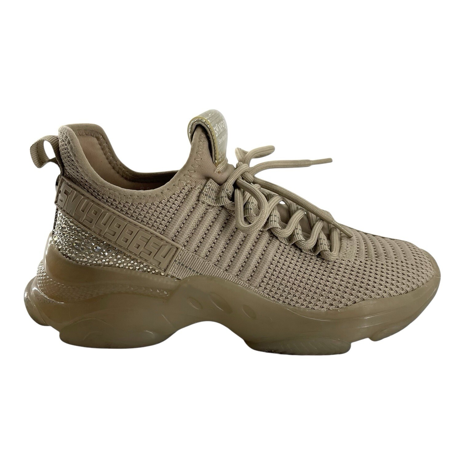 Steve Madden Rhinestone Maxima SM NY90 Tan Beige Sneaker Women’s Size 7M