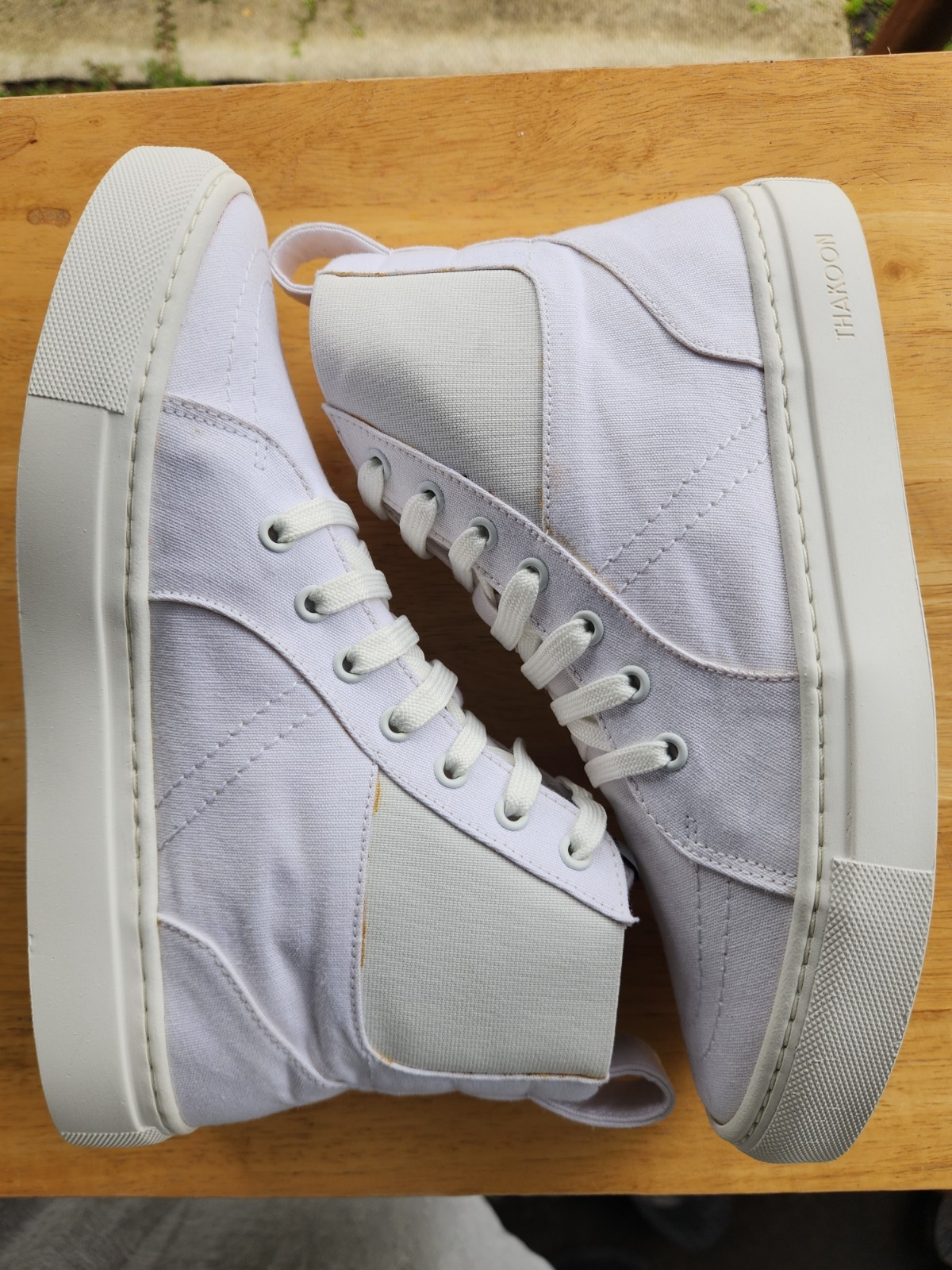 NEW! THAKOON 38/8 White Pull-On High Top Designer Sneakers Athletic Casual Shoes