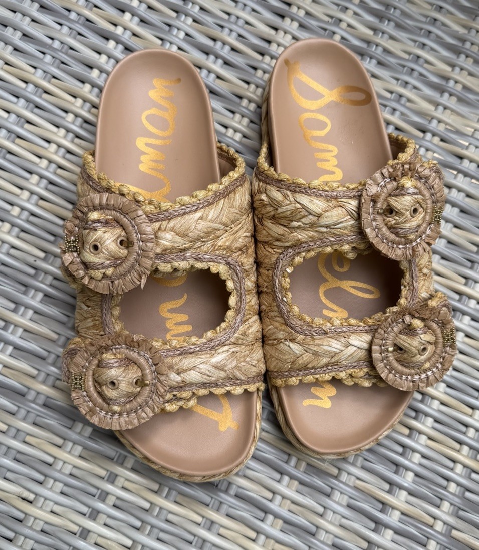 Sam Edelman Women’s Reina Slides Sandals Raffia – US SIZE 10.5 M Beach