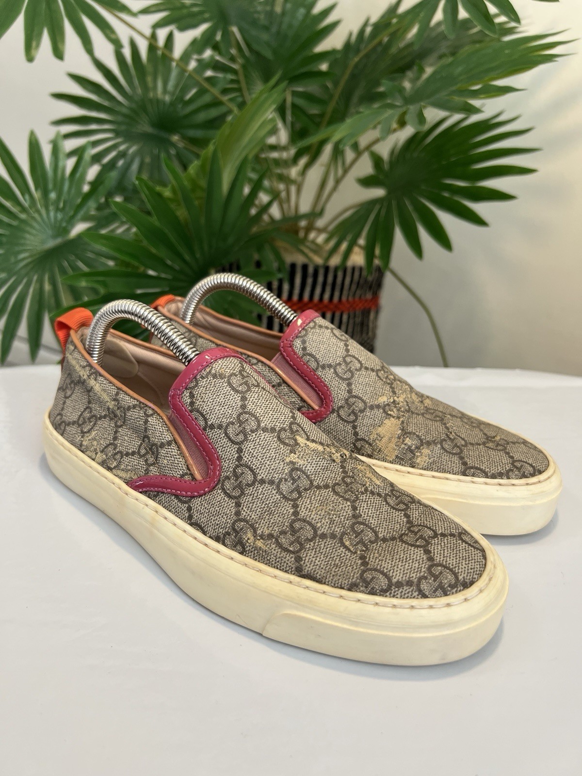 GUCCI GG Supreme Monogram Womens Slip On Sneakers EU 35 || US 4.5