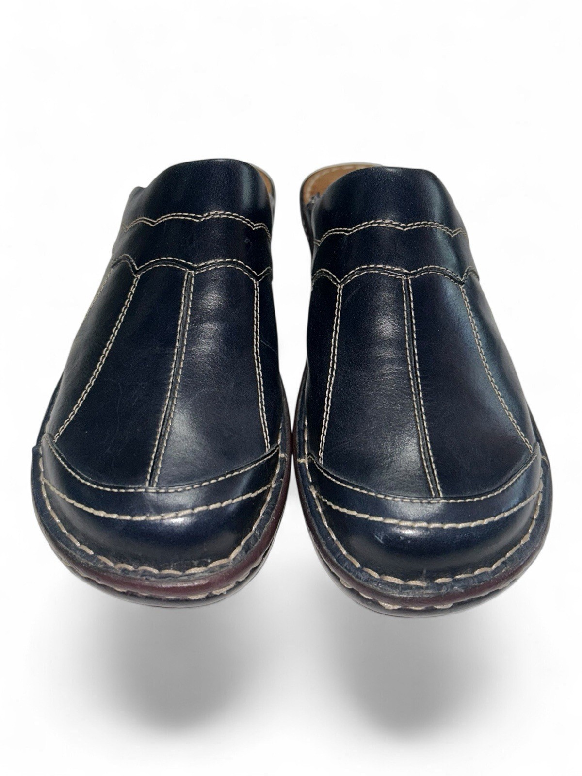 Josef Seibel Catalonia Mules Clogs Navy Blue Leather 9 EU 40 Slip On Comfort