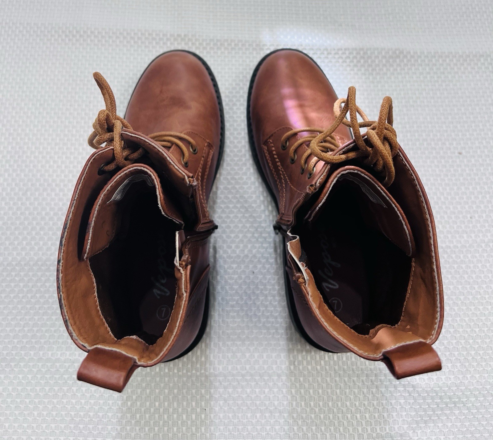 New York & Company Women’s Brown Lace-Up Combat Boots Side Zip Size 7