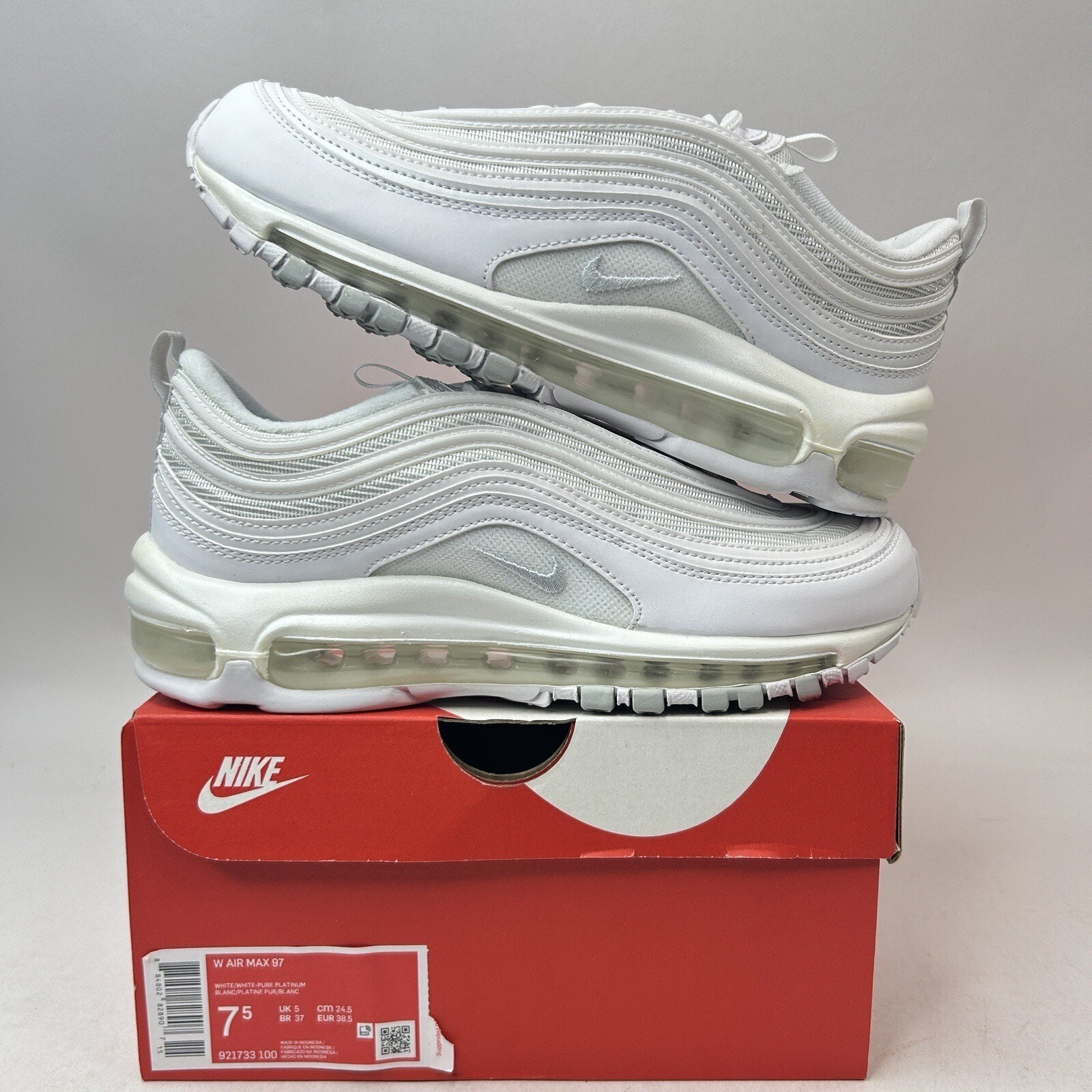 Nike Air Max 97 WMNS “Triple White Platinum” 921733-100 Women’s 7.5 New
