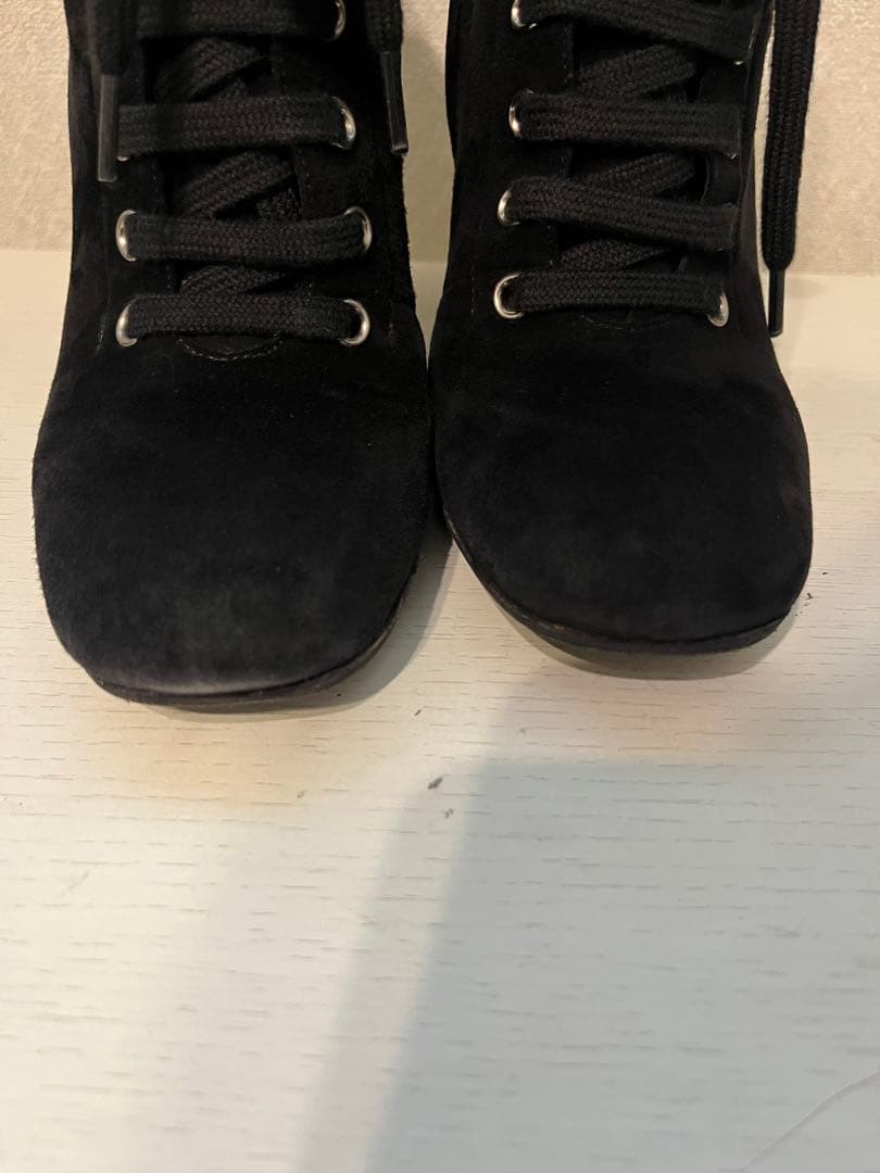MIU MIU Short Boots Shoes Bijou EU 35.5 US 5.5 Suede Black Authentic
