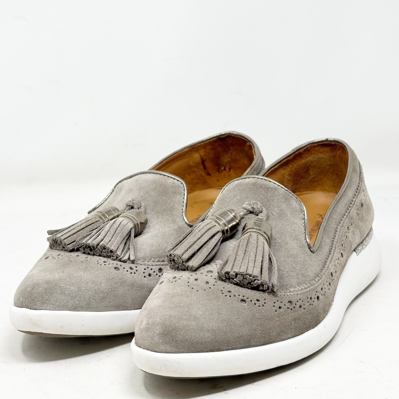 Johnston & Murphy Gray Suede Trufoam Tassel Loafer Sneaker Womens Size 8.5
