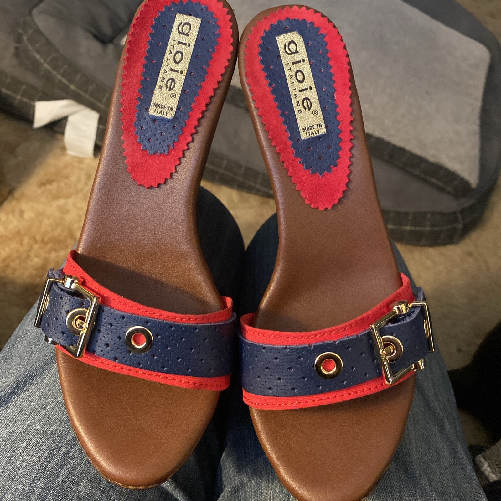 Gioie Wedge Women’s Made IN Italy Heel 5 1/8in – Gztommy Red Size 39 8 US