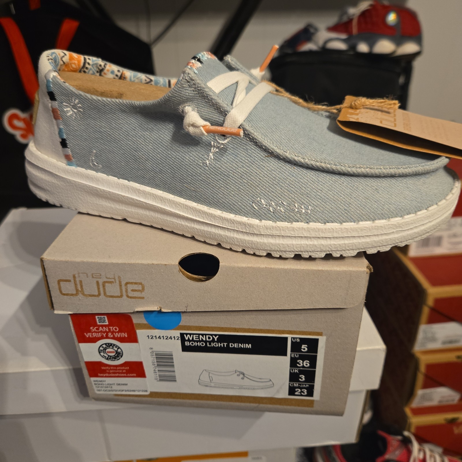Hey Dude Wendy Boho Light Denim US Women’s 5 – EU 36 New W Box