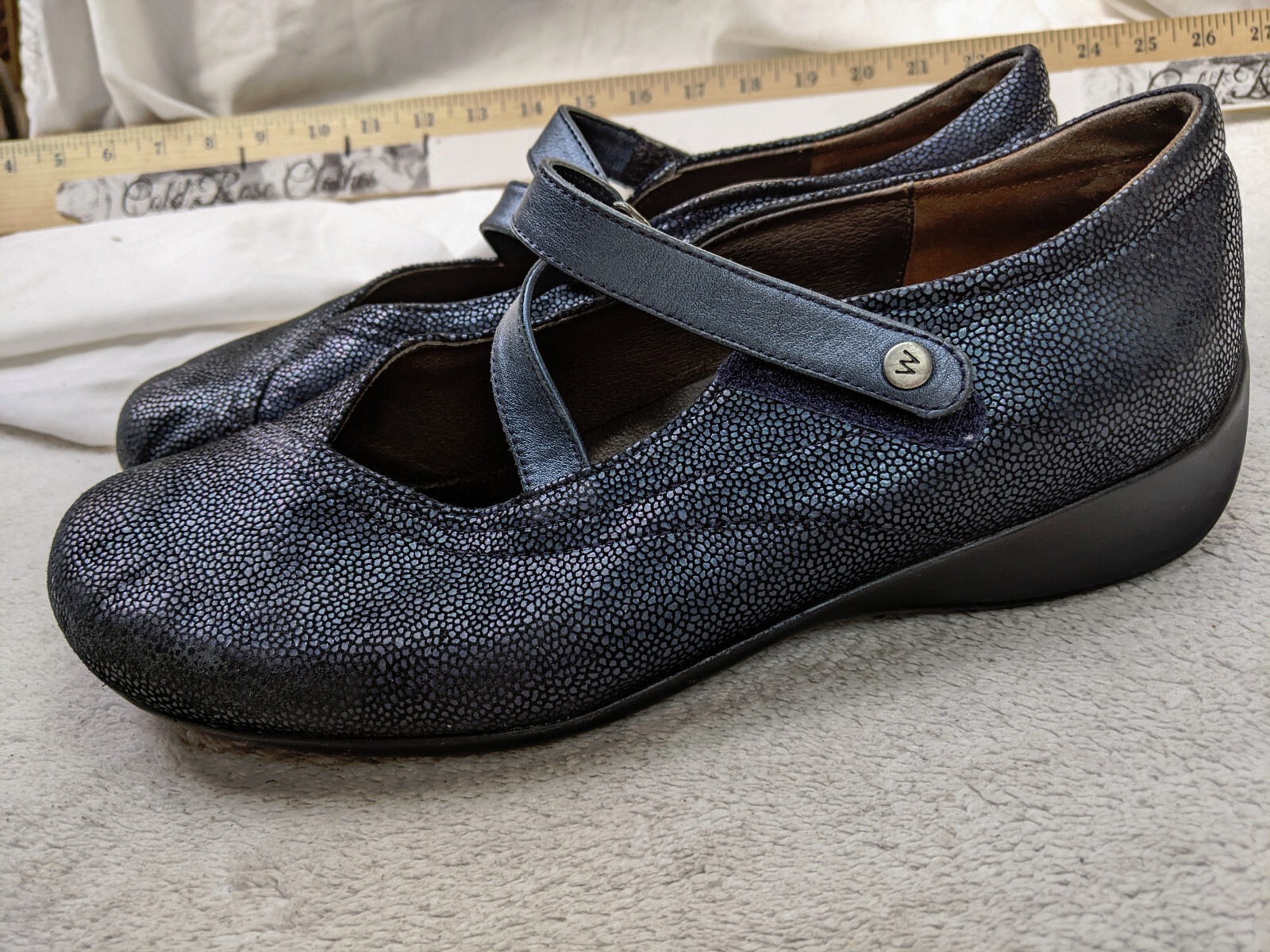WOLKY Passion Mary Jane Womens 9 41 Blue Black Gunmetal Leather Slip On Shoes