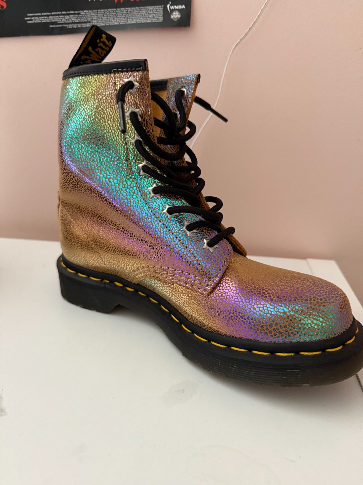 Dr. Martens 1460 Sand Rainbow Ray Leather Lace Up Combat Boots US Women’s Size 6