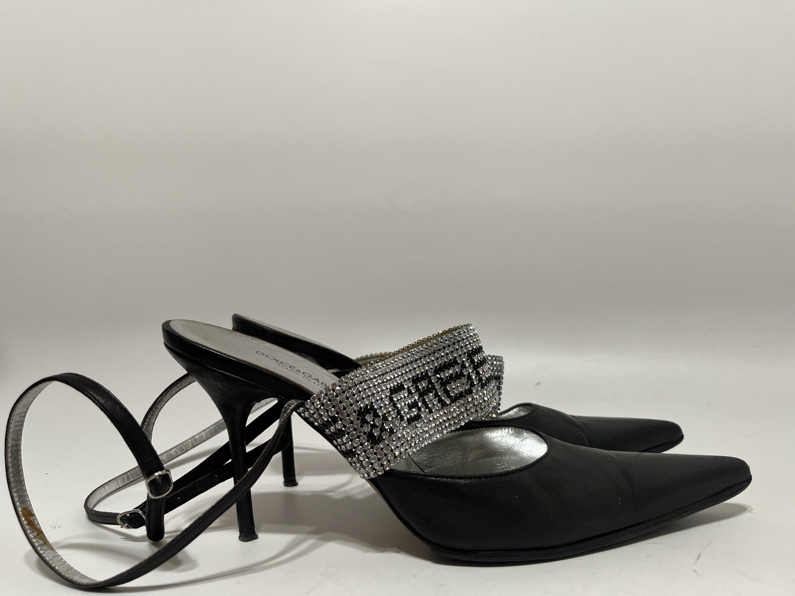 Vtg DOLCE & GABBANA CRYSTAL LOGO HEELS 38.5