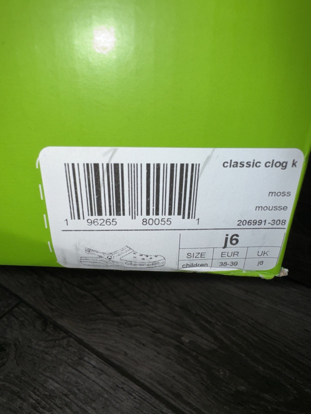 Crocs Classic Clog K Moss Comfort Lightweight Breathable Shoes J6