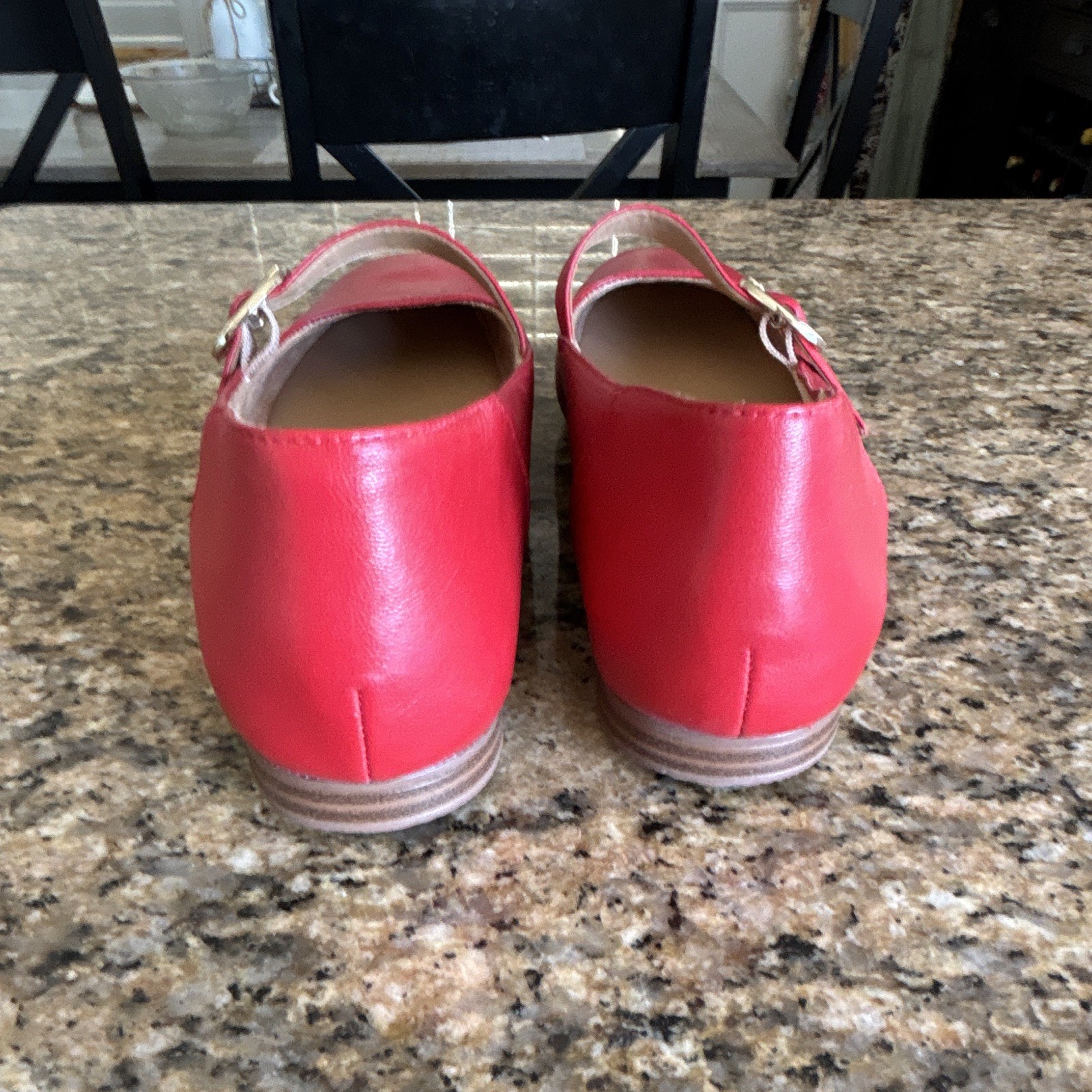 Naturalizer Women’s Red Leather Kelly Mary Jane Flats US 9.5 M New W/O Box
