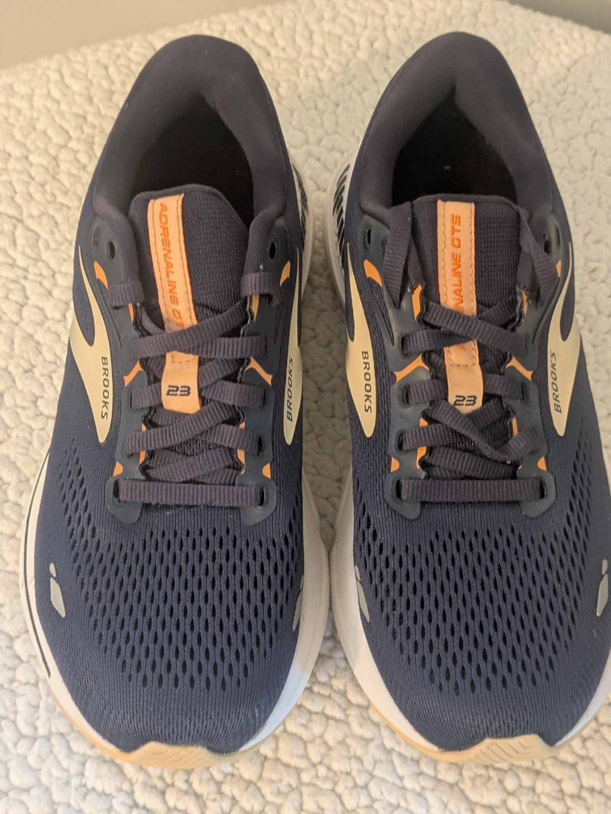 Brooks Adrenaline GTS 23 Running Shoes Womens 9 B Peacoat Blue Peach 1203811B482