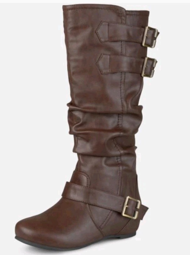 Journee Collection ~Woman Size 8.5M~Tiffany-Brown Knee High Boots NWOB.