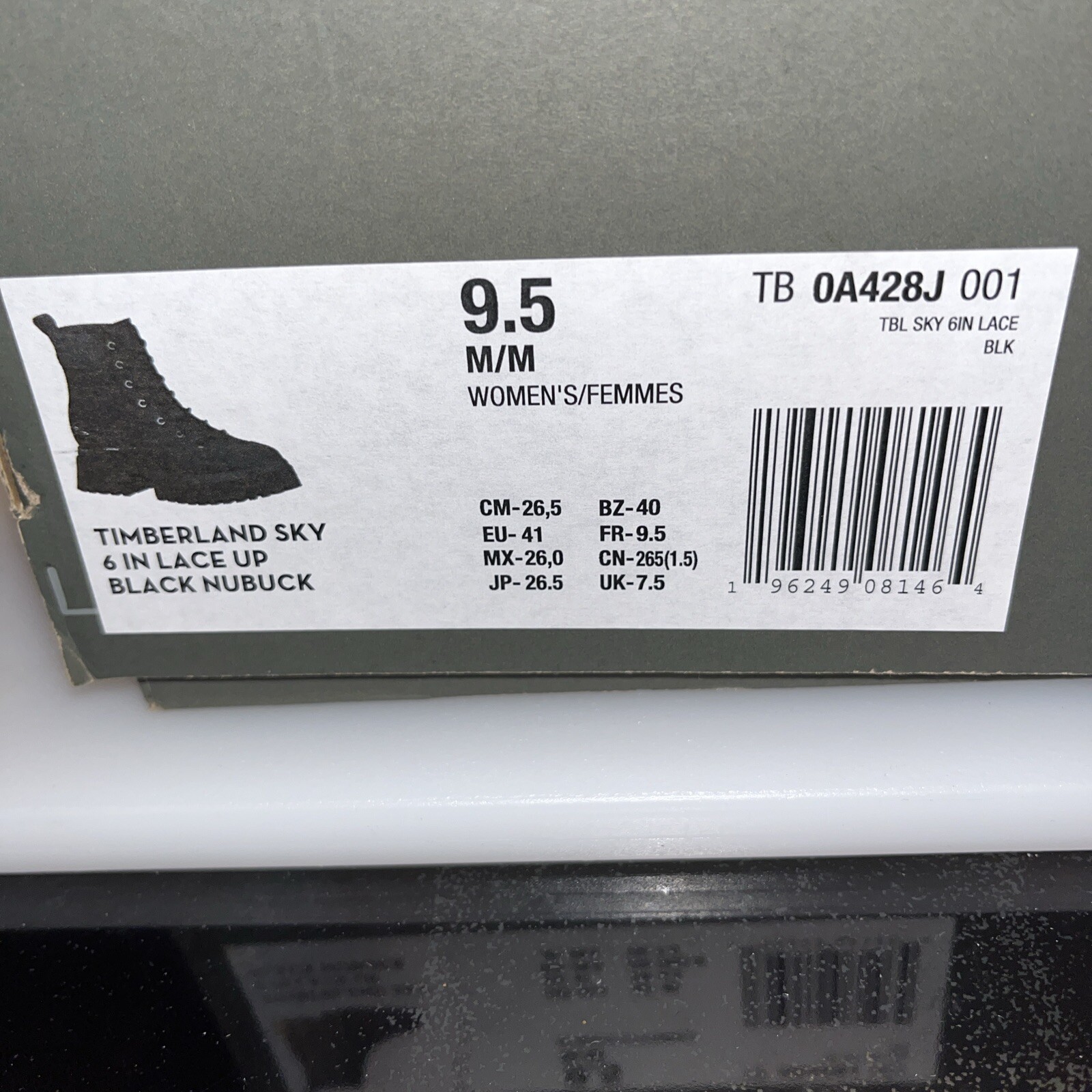 Timberland Sky 6 Inch Lace Up Platform Boots Black Nubuck Women 9.5 NIB TB0A428J