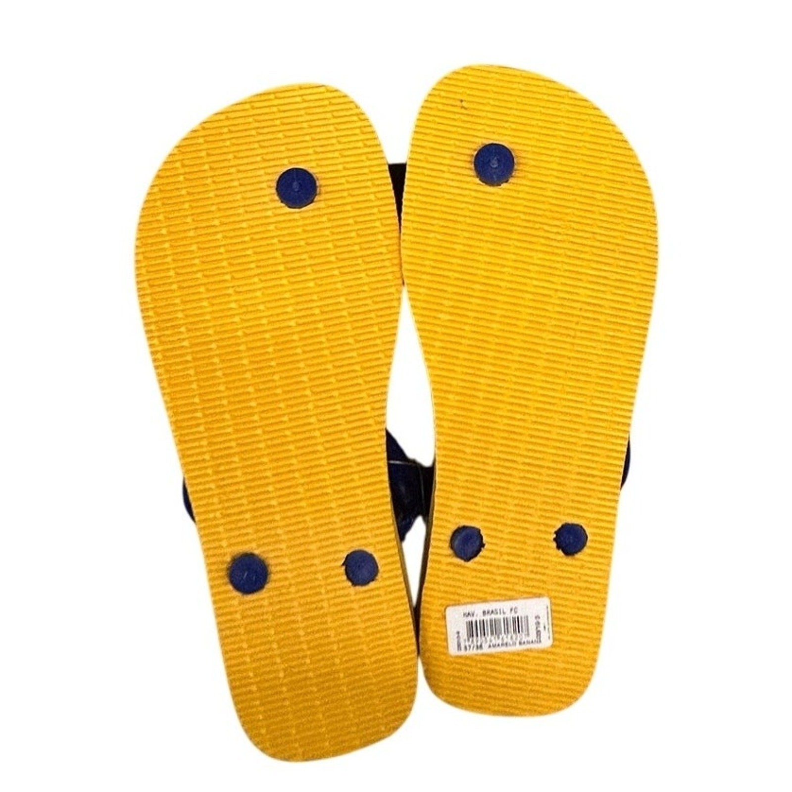 Havaianas Flip Flops Sz 7/8W Blue Top Brazil Flag Amarelo Banana Durable Slip-On