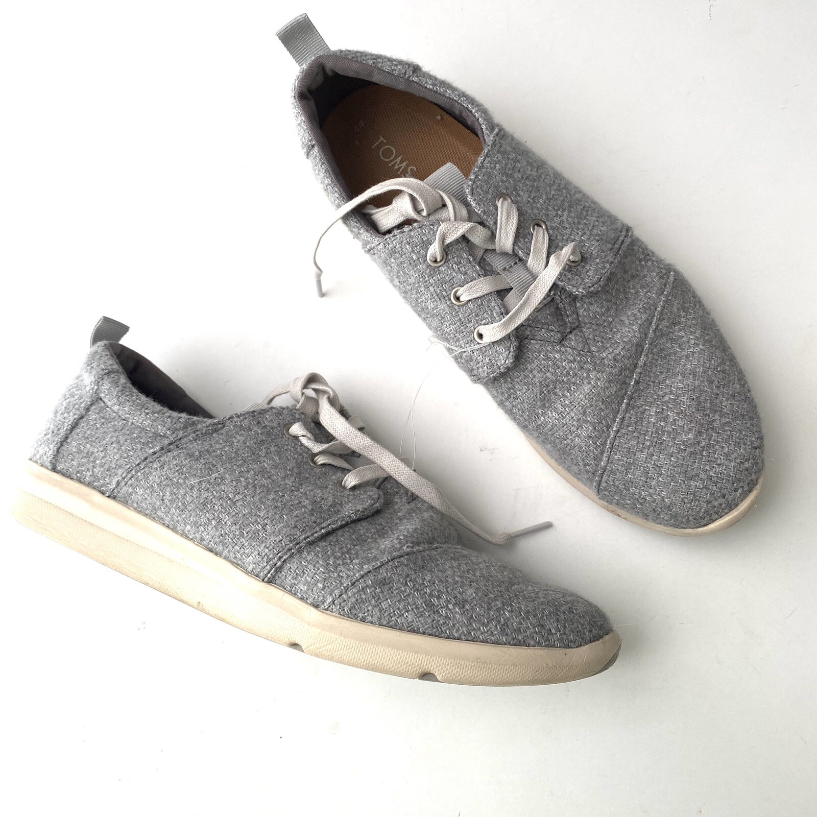 TOMS $114 Womens 9 Drizzle Gray Woven Del Rey Low Top Lace Up Casual Sneaker J2