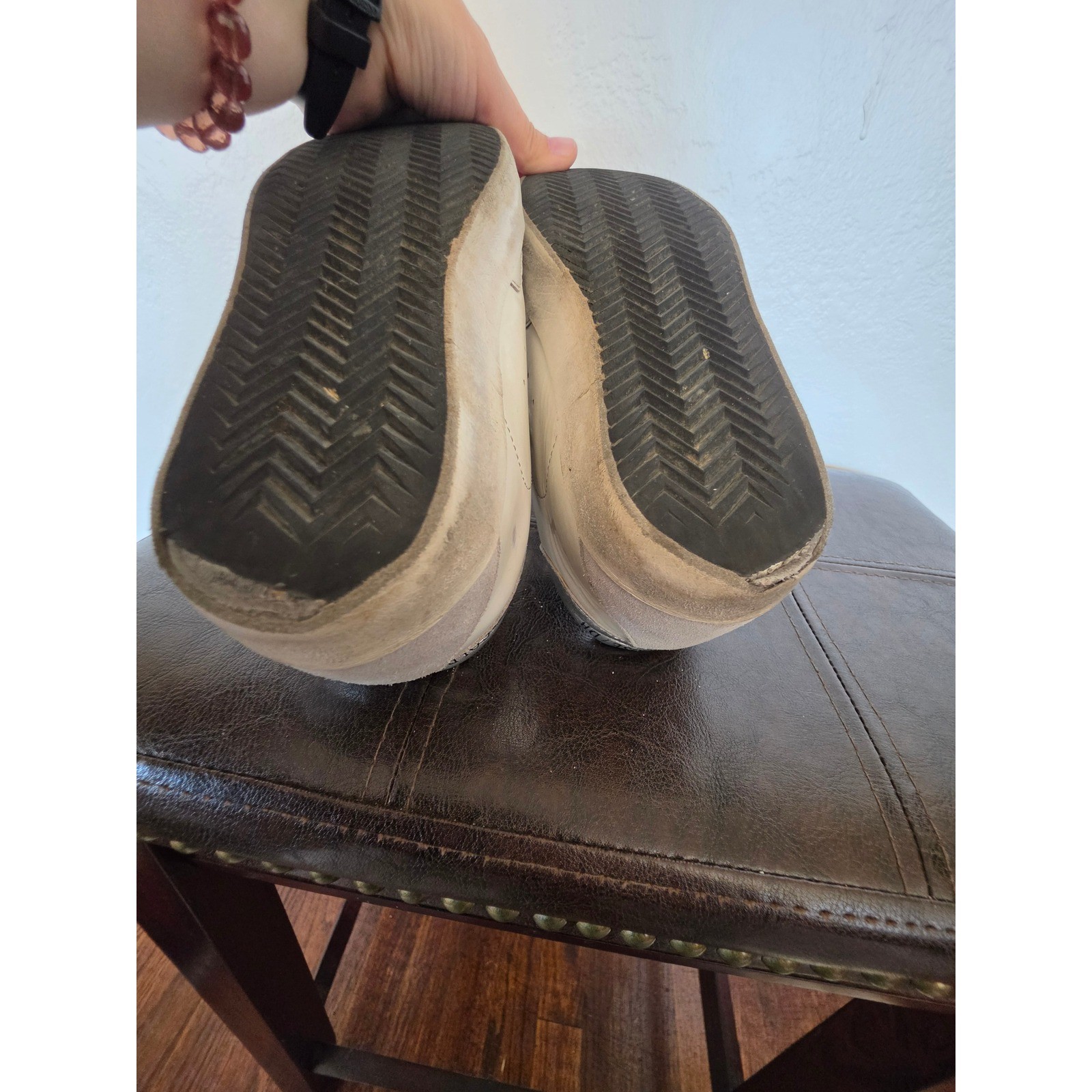 Golden Goose Grey/Metal White Leather Distressed Sneakers sz EU 37, US 5.5 READ