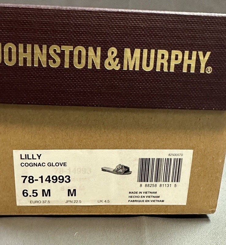 New Johnston & Murphy LILLY Chain Slide Sandals In Cognac Glove – Women’s 6.5M